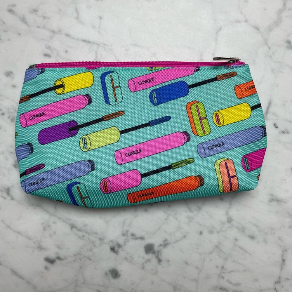 Clinique Mascara Print Makeup Toiletry Travel Pouch Case